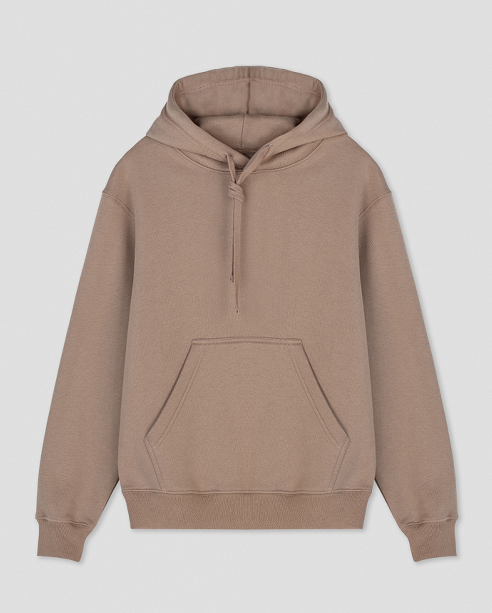 Brushed Fleece Kapuzenpullover Made in EU / 340g/m², latte-brown / front Brushed Fleece Kapuzenpullover Made in EU / 340g/m², latte-brown / front