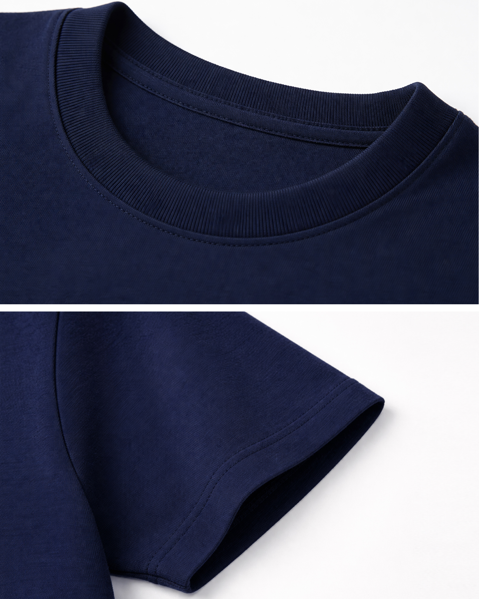 T-Shirt Portugal / Farbe Navy - Details vom Kragen und Ärmel T-Shirt Portugal / Farbe Navy - Details vom Kragen und Ärmel